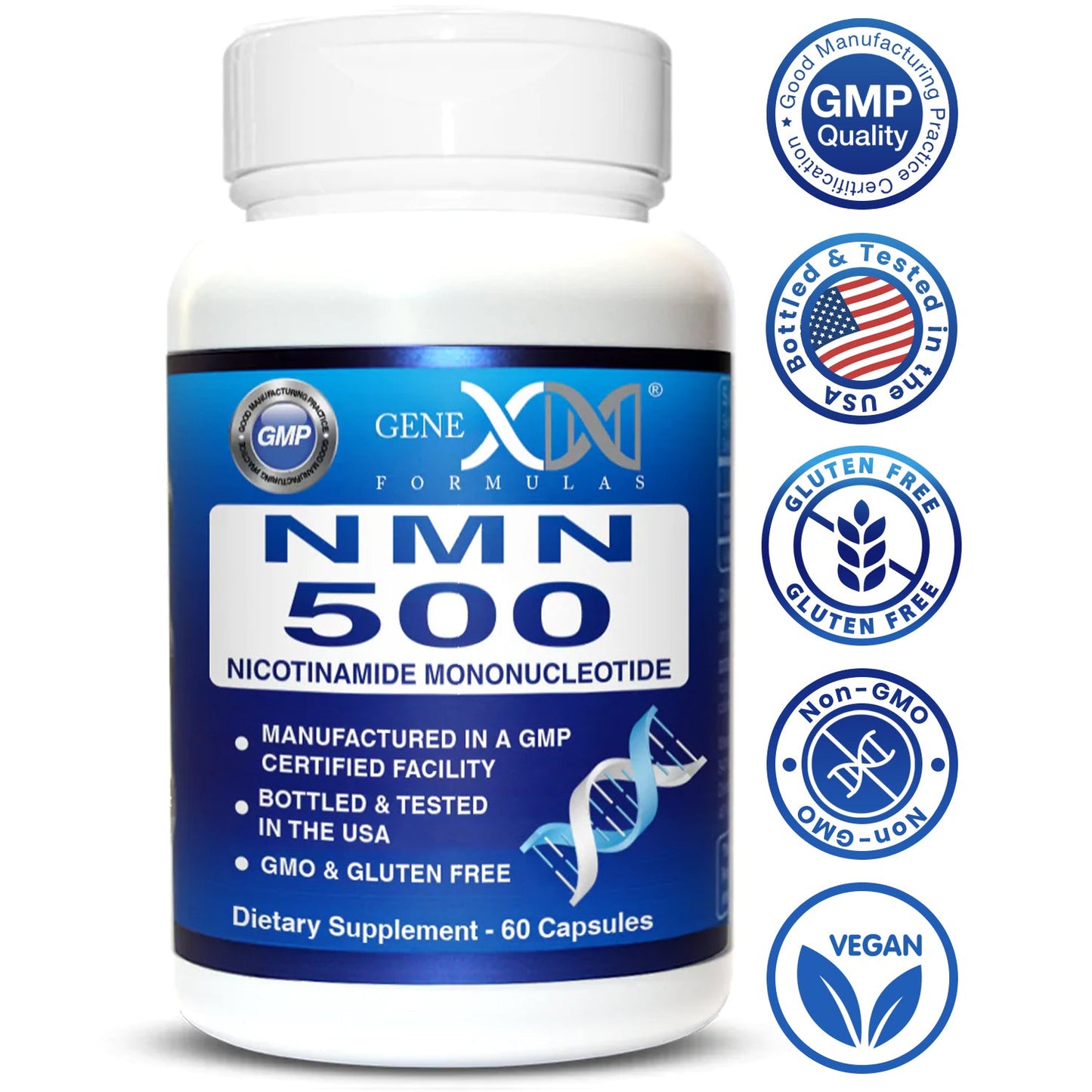 Genex Formulas NMN 500mg Nicotinamide Mononucleotide Supplement (60 Capsules)