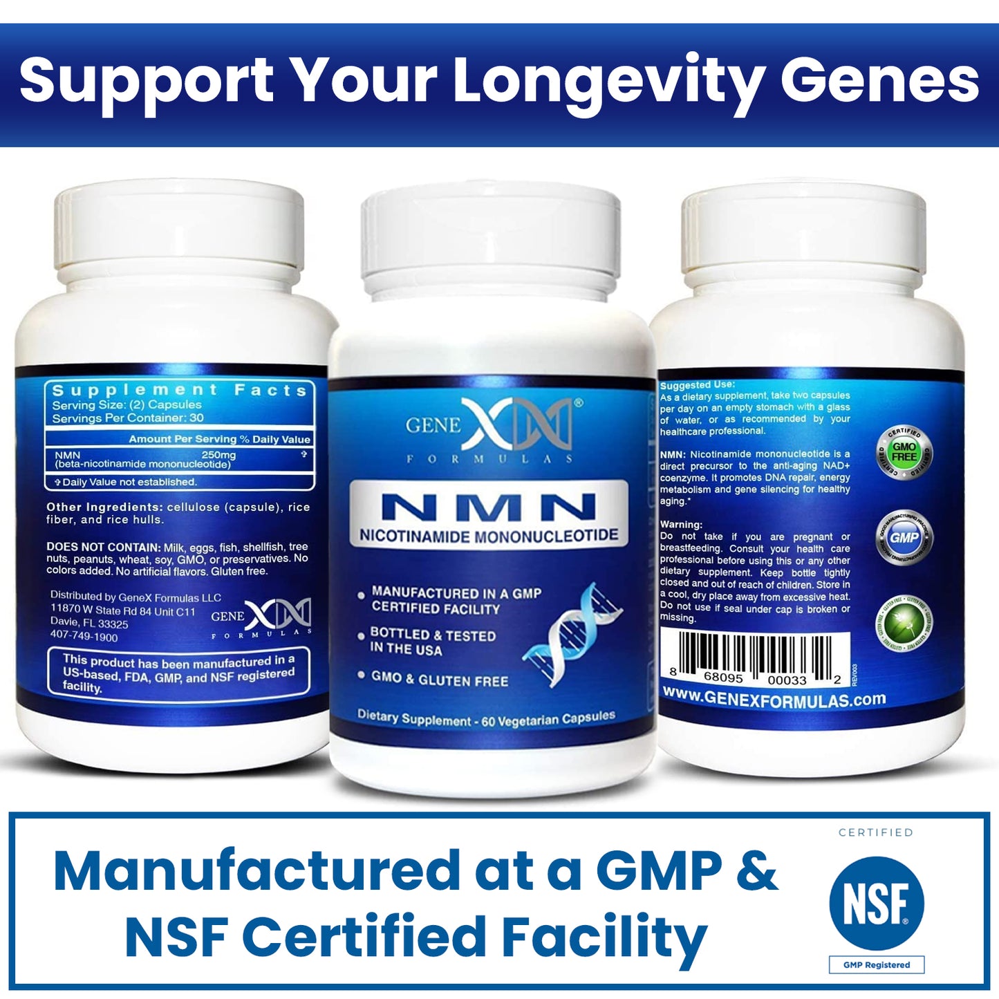Genex Formulas 250mg NMN Nicotinamide Mononucleotide (60 Capsules)