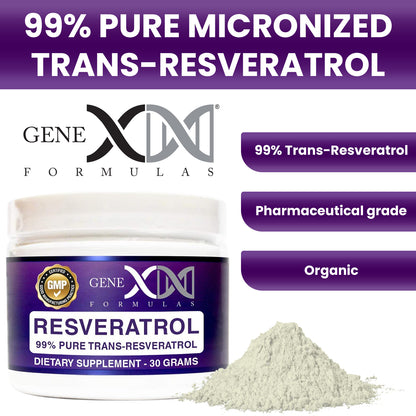 Genex 99% Pure Micronized Trans-Resveratrol Powder 1000mg (30 Gram Tub)