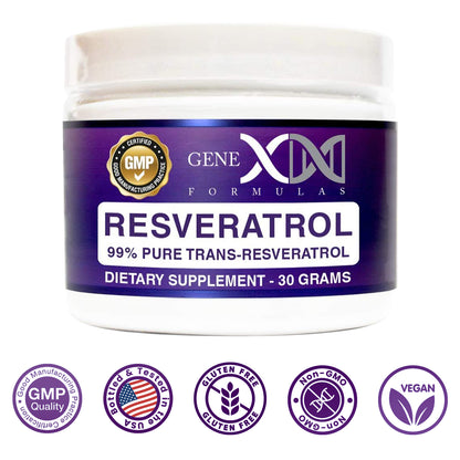 Genex 99% Pure Micronized Trans-Resveratrol Powder 1000mg (30 Gram Tub)