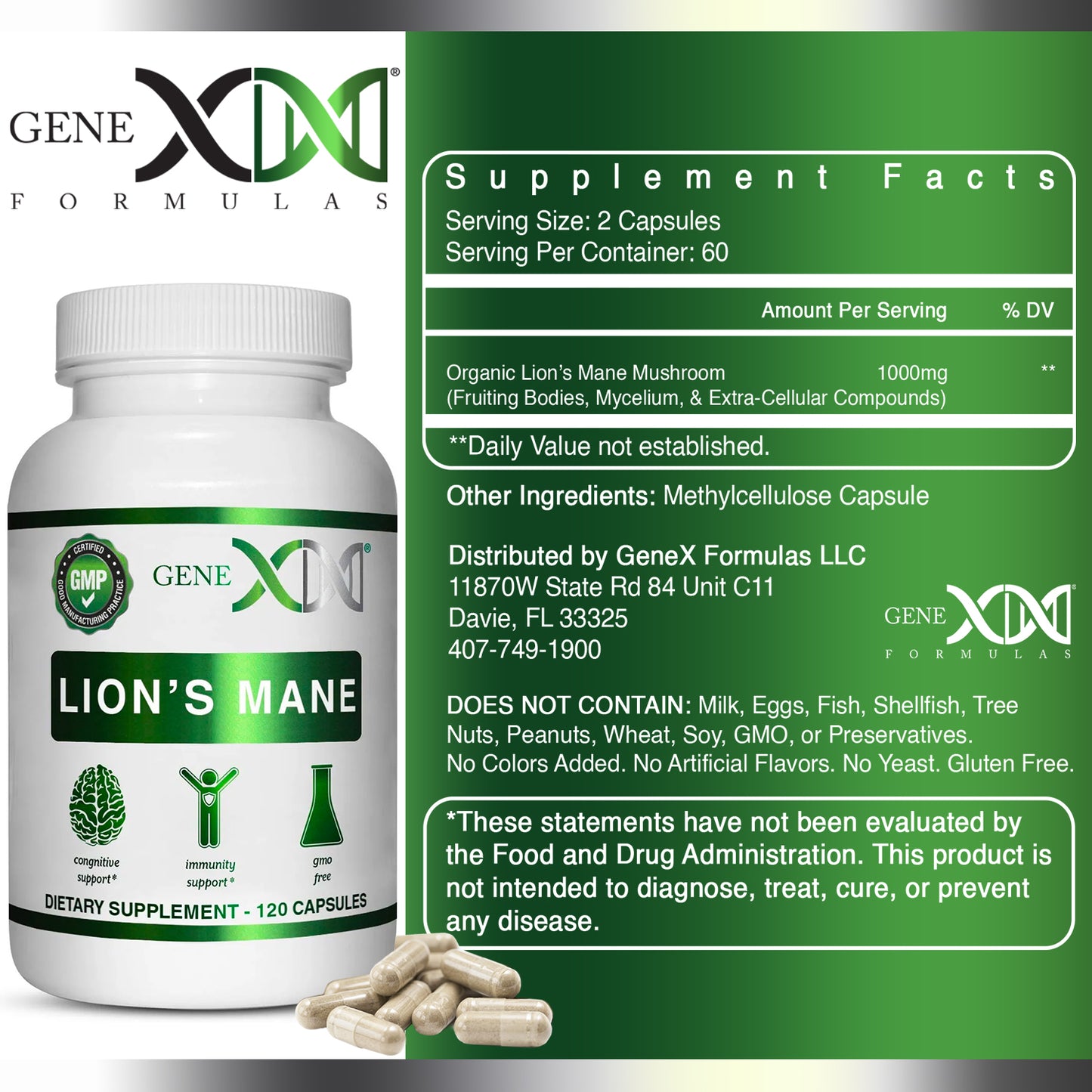 Genex Lion's Mane 1000mg (120 Capsules)