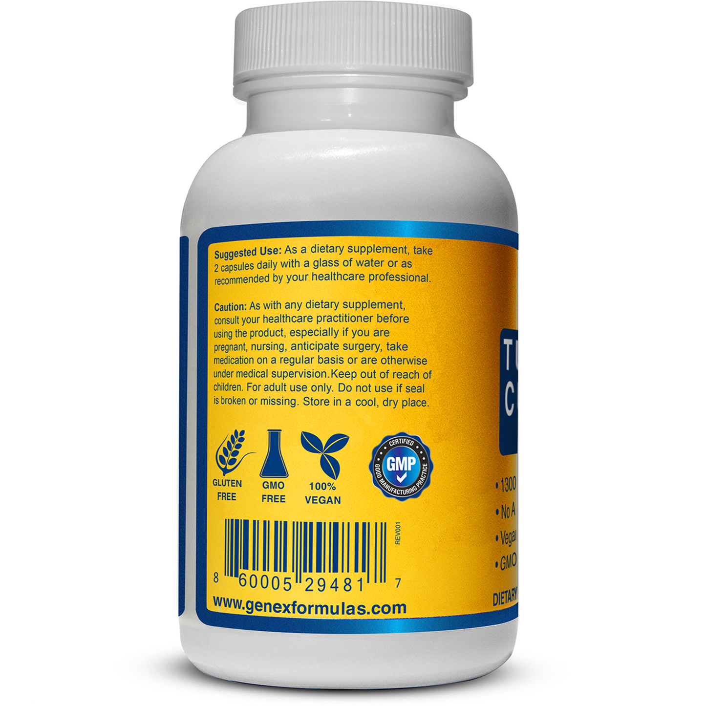 Genex Turmeric Curcumin 1300mg with BioPerine® (60 Capsules)